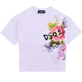 Dsquared2 T-Shirt Flower Logo White