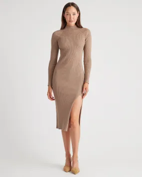 Eco-Knit Ribbed Mock Neck Sweater Dress