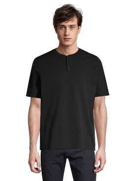 E+L Tech Men's Henley Button Tee - BLACK