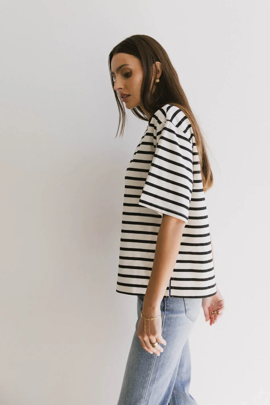 Freddie Striped Tee in Black