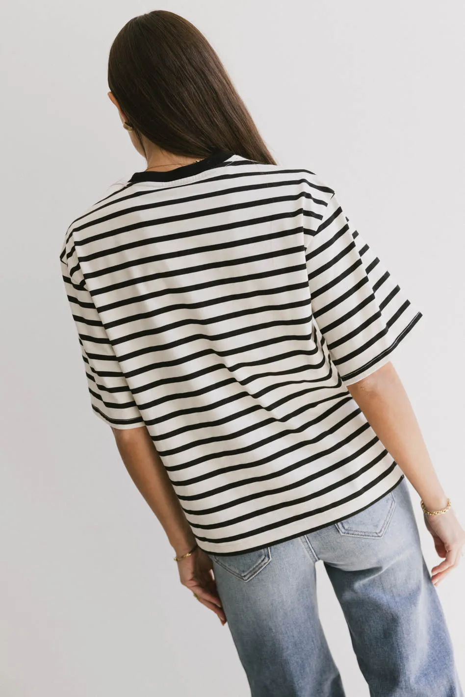 Freddie Striped Tee in Black