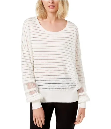 French Connection Womens Mesh Striped Pullover Sweater