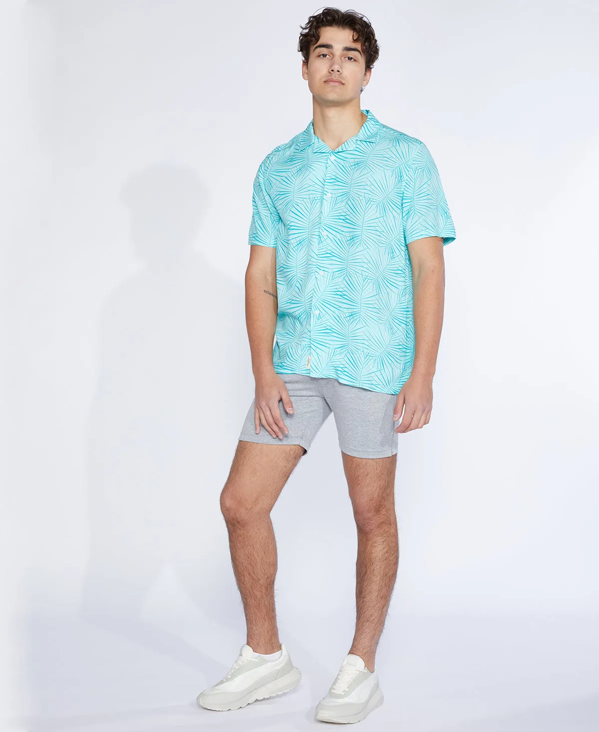 Frond Printed Resort Shirt (Turquoise)