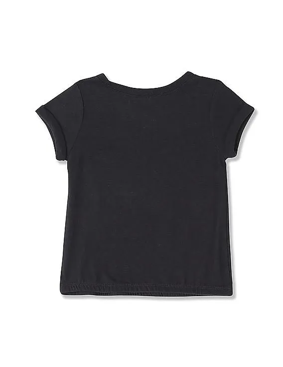 GAP Girls Black Embellished Graphic Bubble Tee