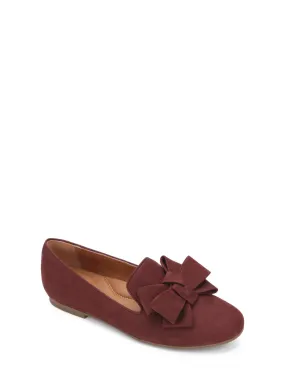 GENTLE SOULS KENNETH COLE Womens Burgundy Notched Bow Accent Cushioned Eugene Round Toe Slip On Leather Loafers Shoes M