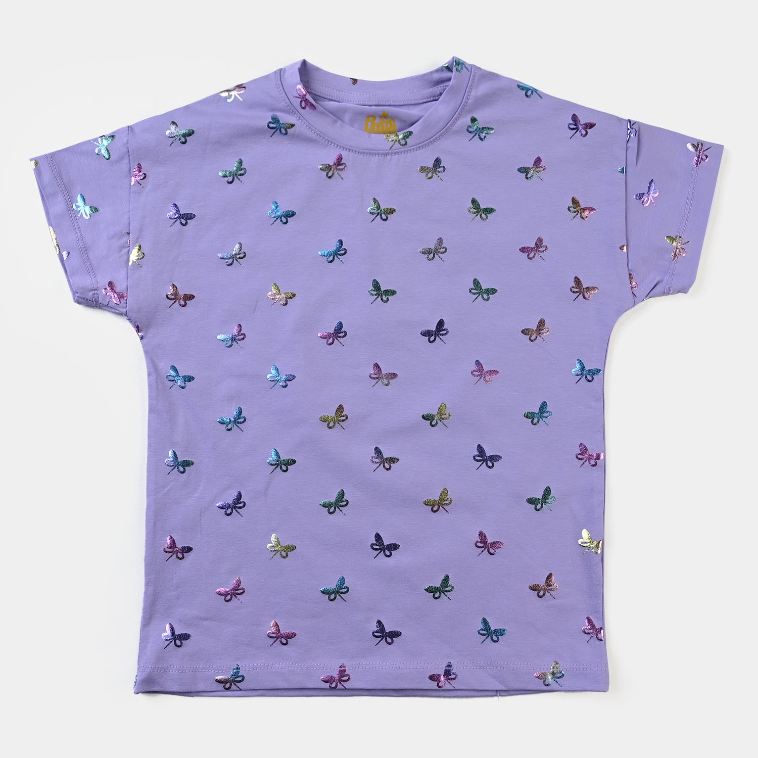 Girls Cotton Jersey T-Shirt H/S Butterflies-Purple