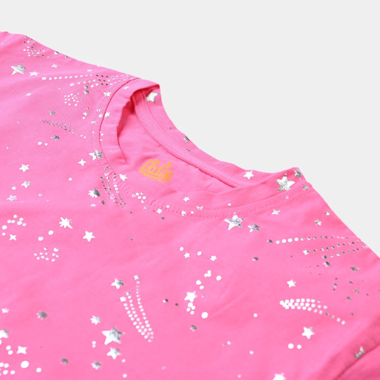 Girls Cotton Jersey T-Shirt H/S Stars-Pink