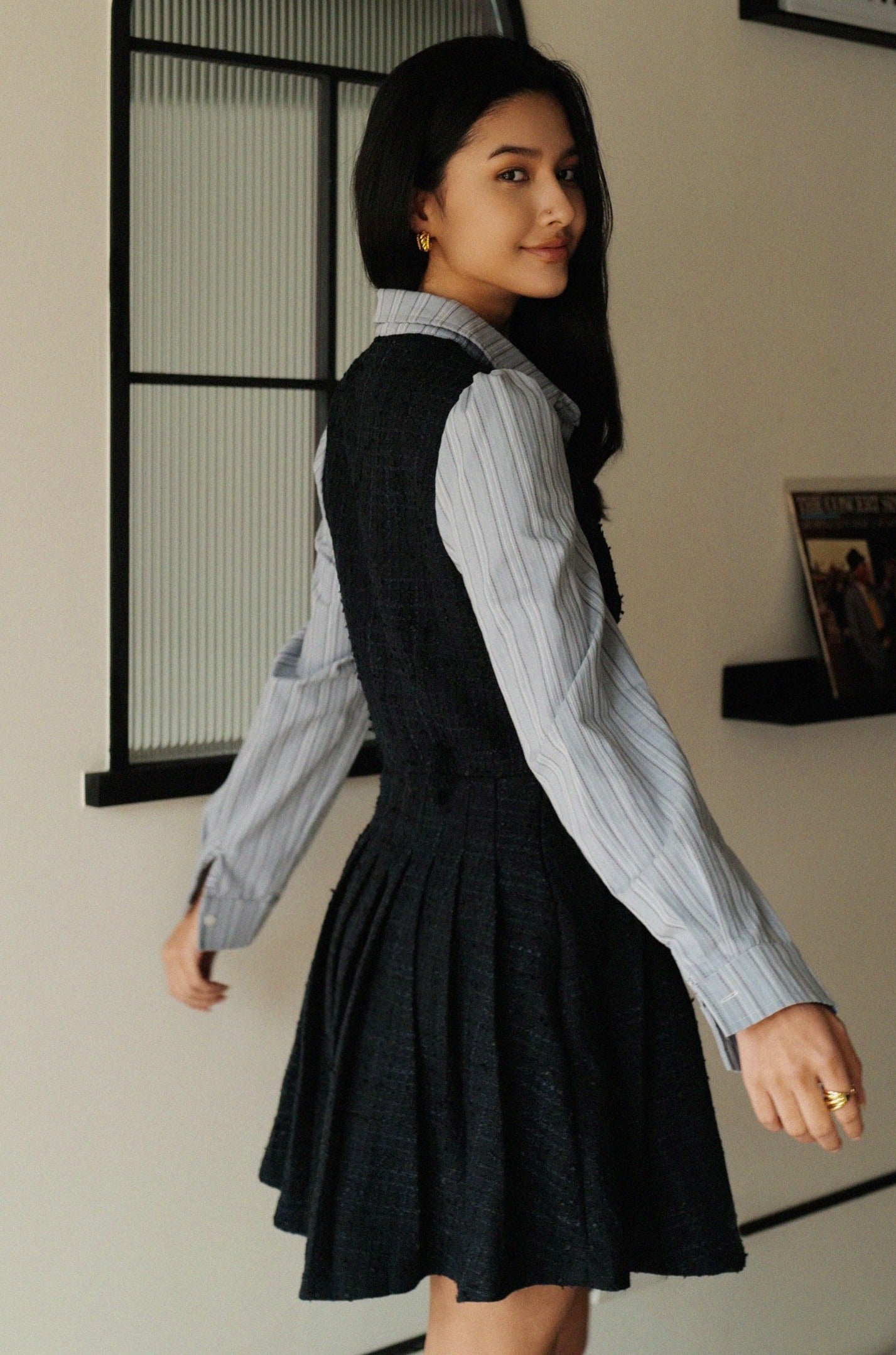 Gossip girl tweed dress with shirt design