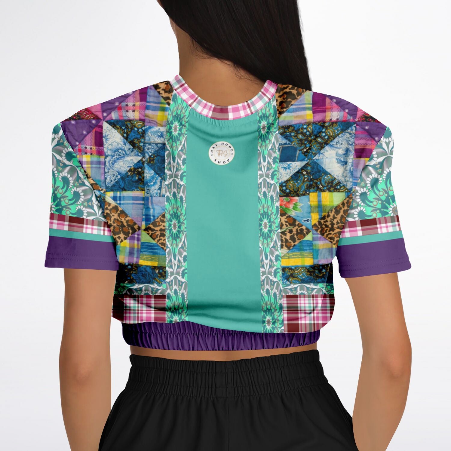 Gypsy Queen Purple Short Sleeve Cropped Eco-Poly Sweater