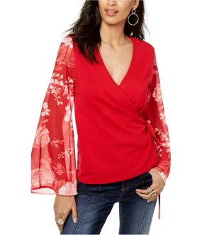 I-N-C Womens Floral Sleeves Sweater Wrap Swing