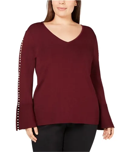 I-N-C Womens Pearl-Trim Pullover Sweater