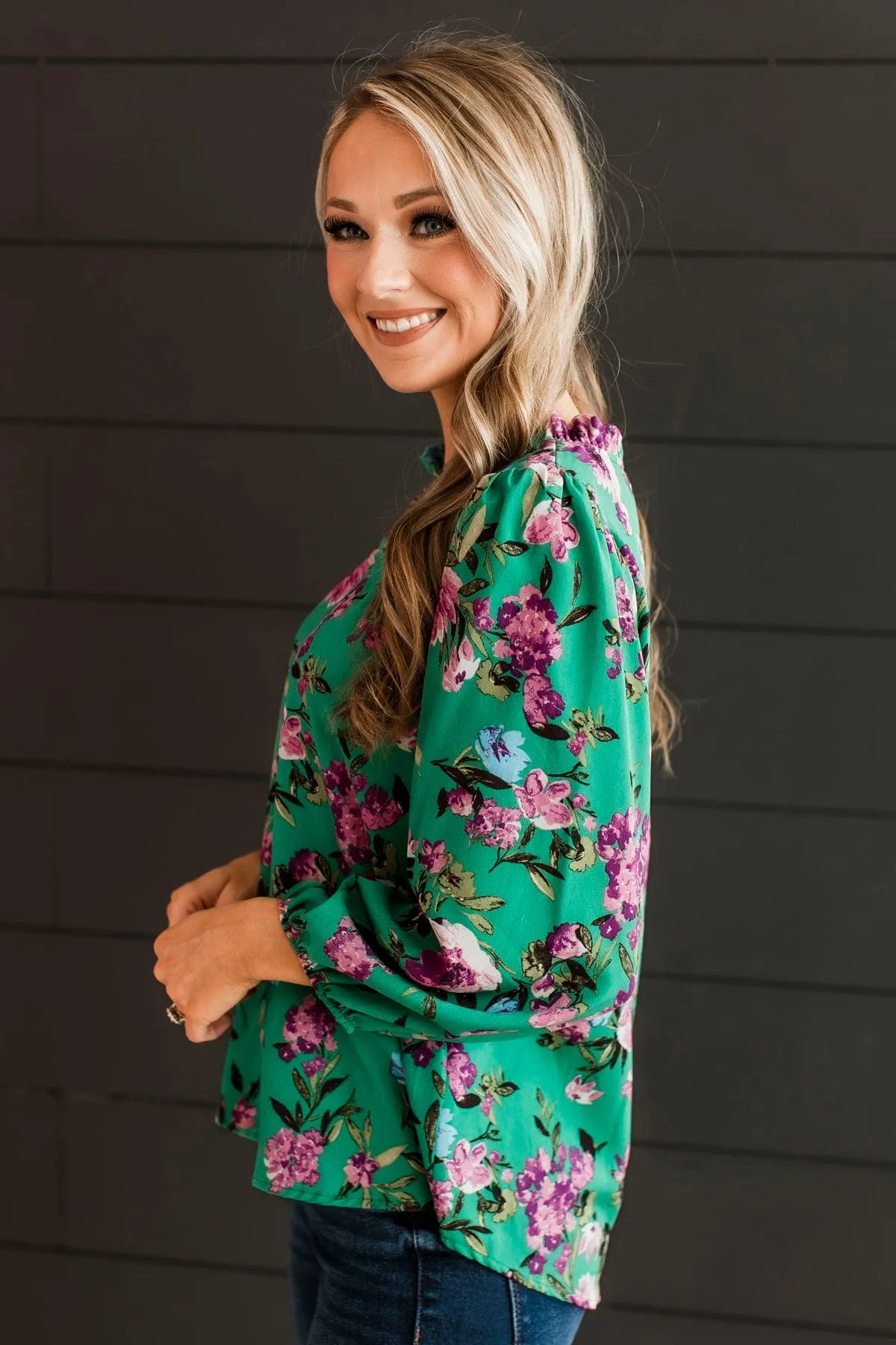 In Your Graces Floral Blouse- Kelly Green