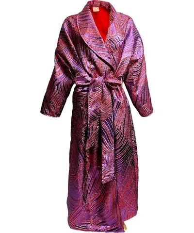 Julia Clancey Women's Pink / Purple / Red Luxe Violet Palm Opera Evening Dress Coat