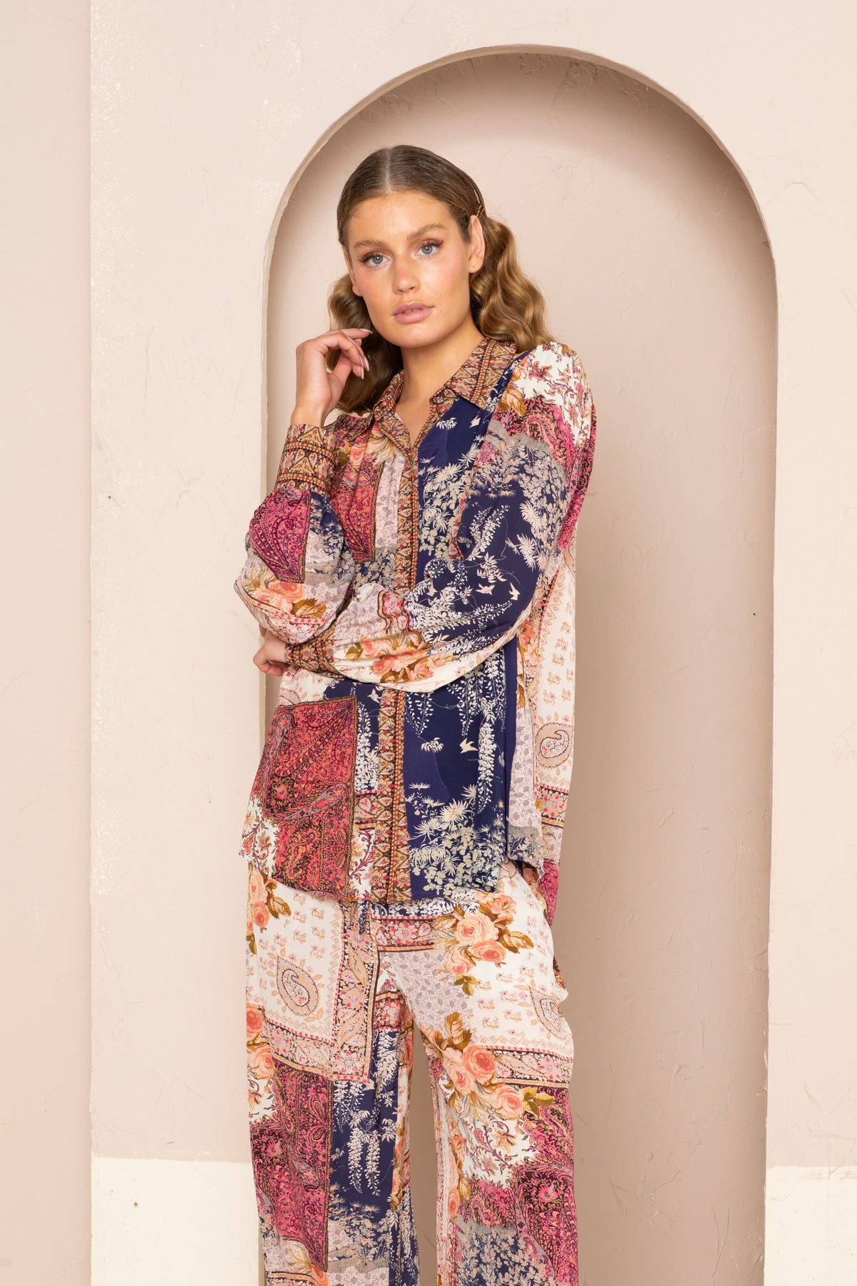 Kachel -  Hilda Patchwork Long Sleeve Shirt