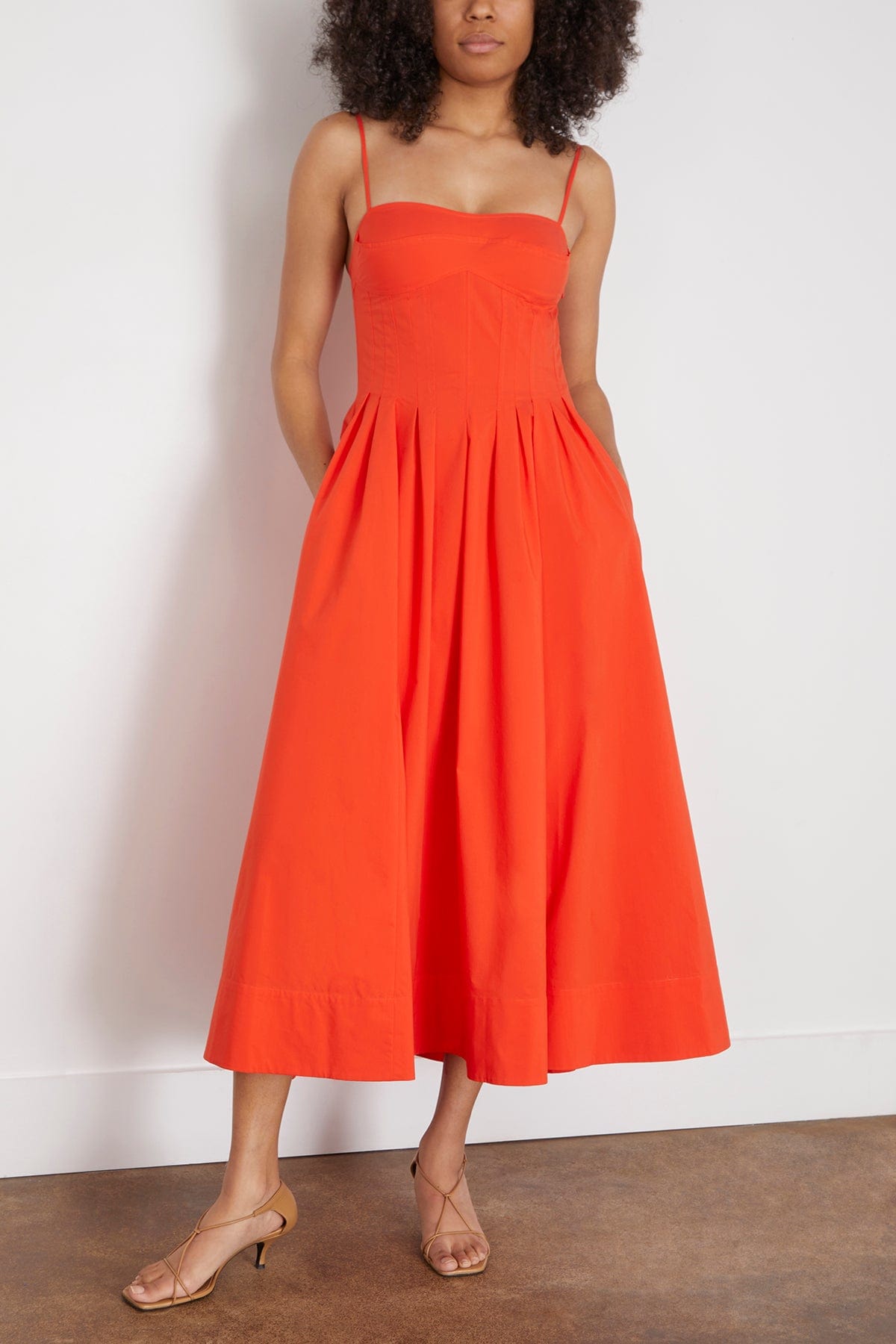 Kittiya Sleeveless Midi Dress in Flame