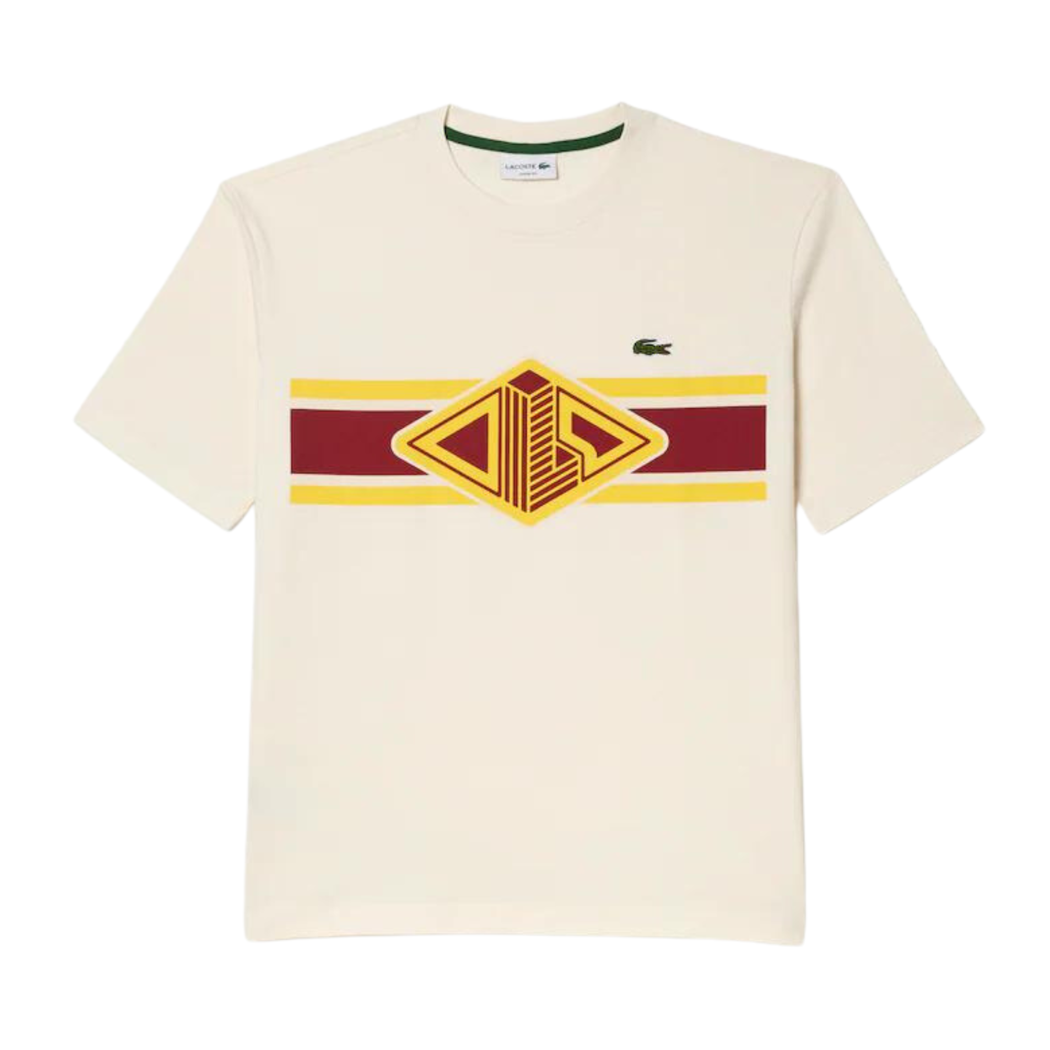 Lacoste Round Neck Loose Fit Printed T-Shirt (Off White)