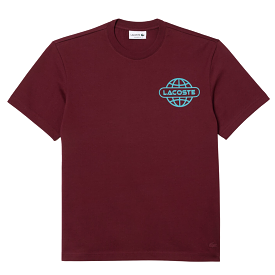 Lacoste Unisex Printed Heavy Cotton Jersey T-Shirt (Bordeaux)