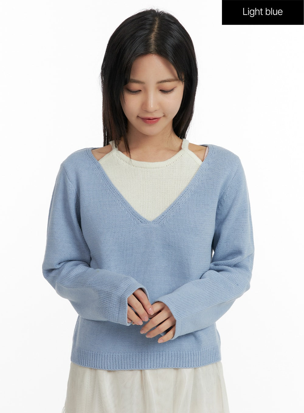 Layered V-Neck Knit Sweater OF419