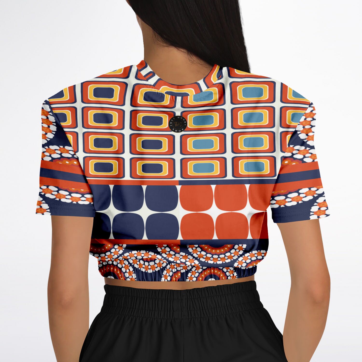 Le Cadeau Short Sleeve Cropped Eco-Poly Sweater