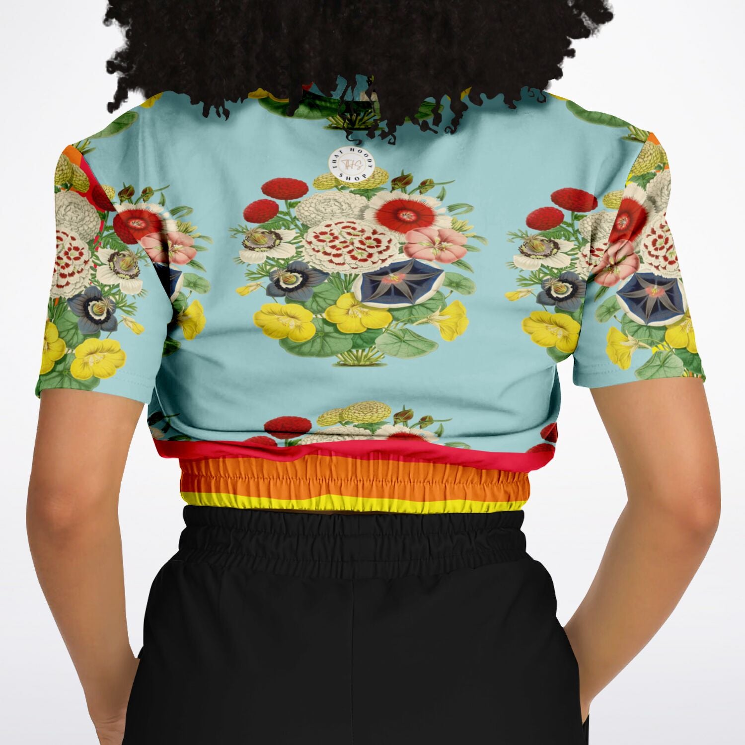 Life in Technicolor Short Sleeve Cropped Eco-Poly Sweater