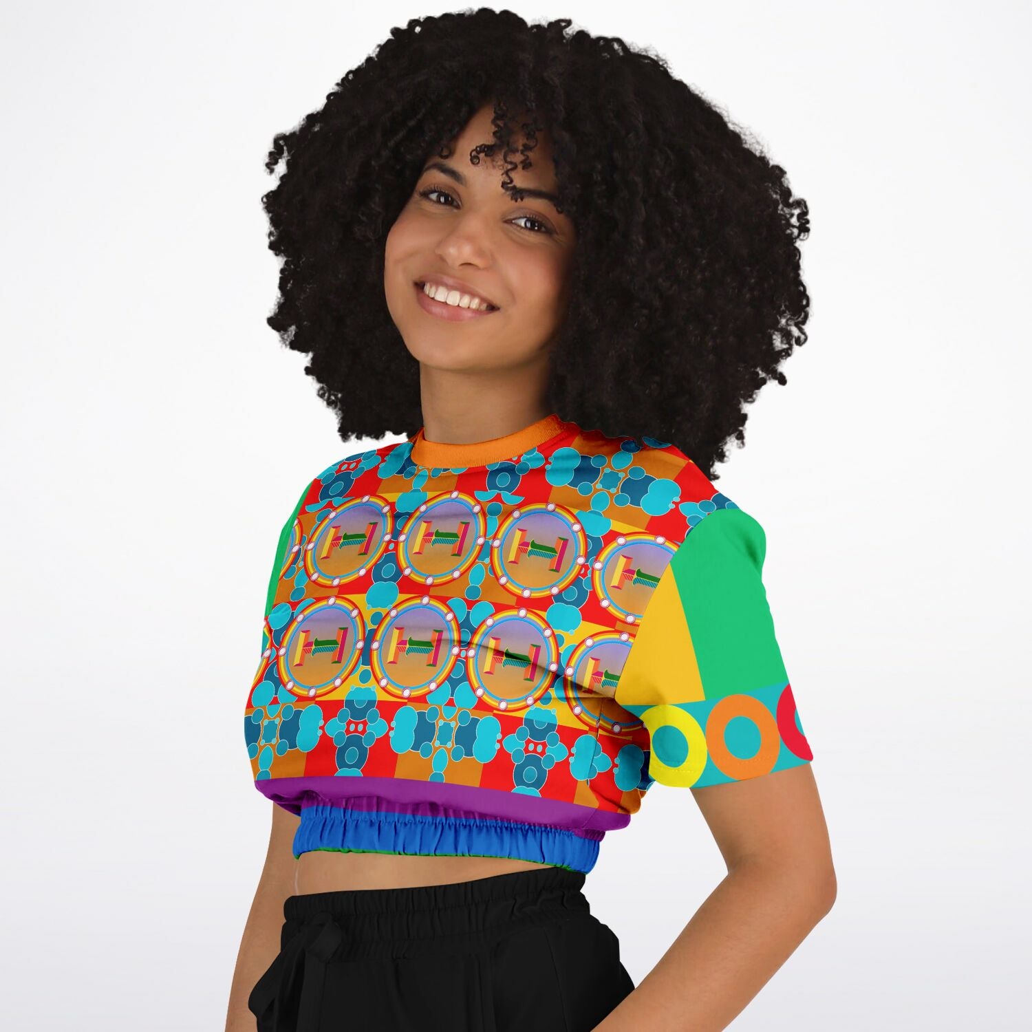 Life on Mars Short Sleeve Cropped Eco-Poly Sweater