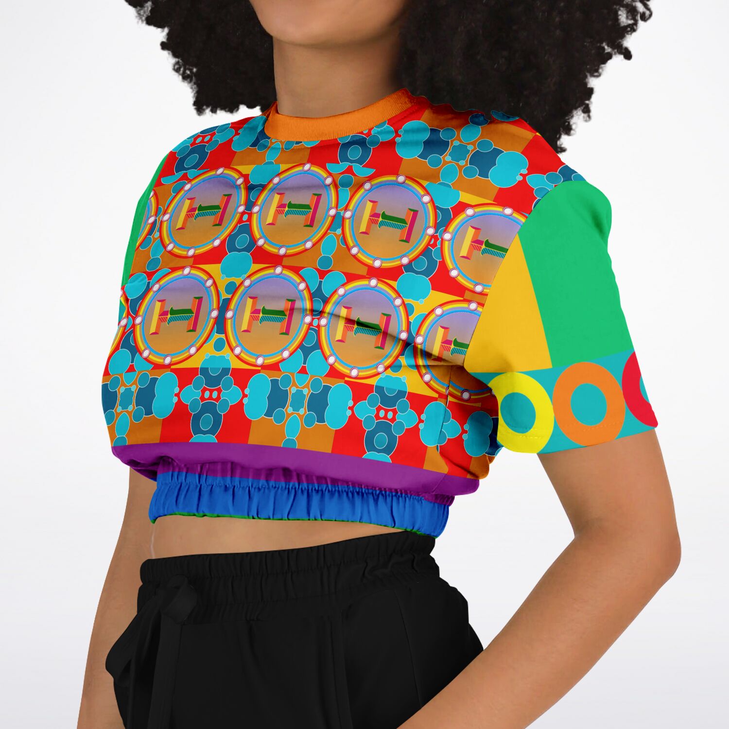 Life on Mars Short Sleeve Cropped Eco-Poly Sweater