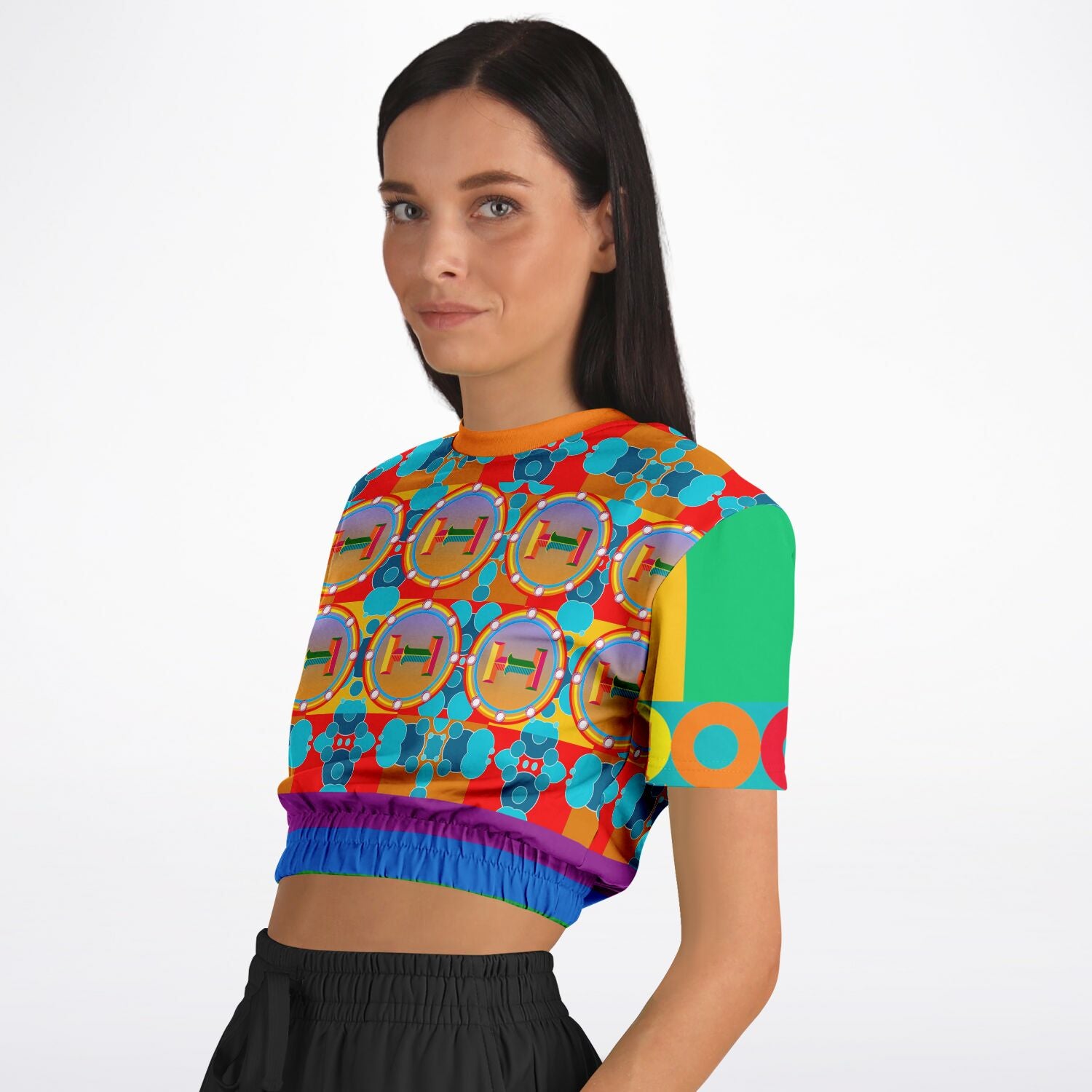 Life on Mars Short Sleeve Cropped Eco-Poly Sweater