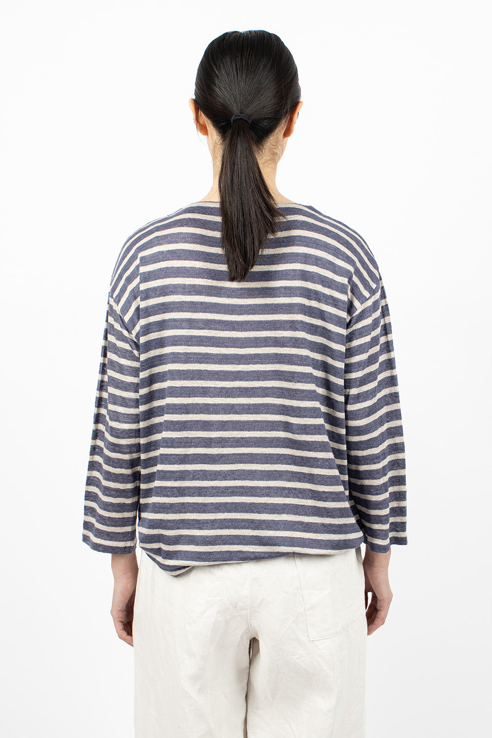 Linen L/S T-Shirt Blue Stripe