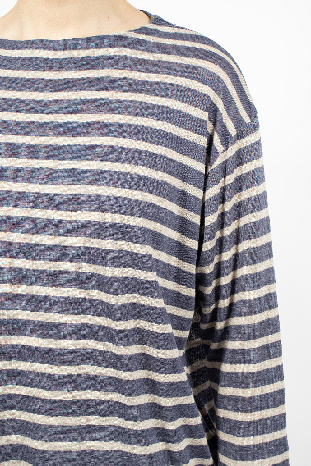 Linen L/S T-Shirt Blue Stripe