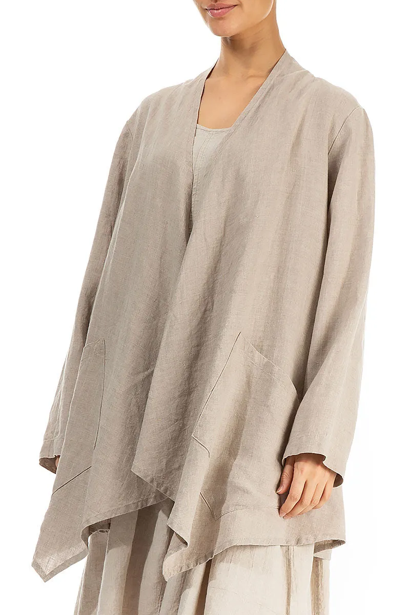 Loose Open Natural Linen Jacket