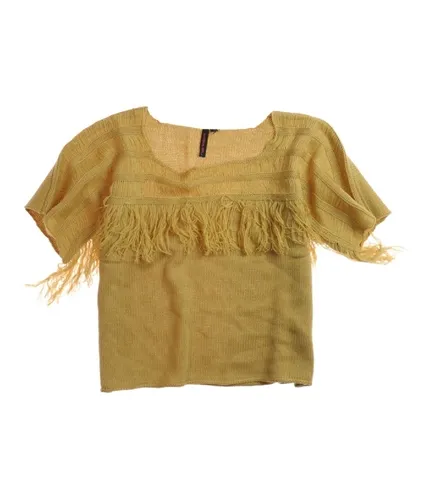 Material Girl Womens Fringed Neckline Knit Sweater