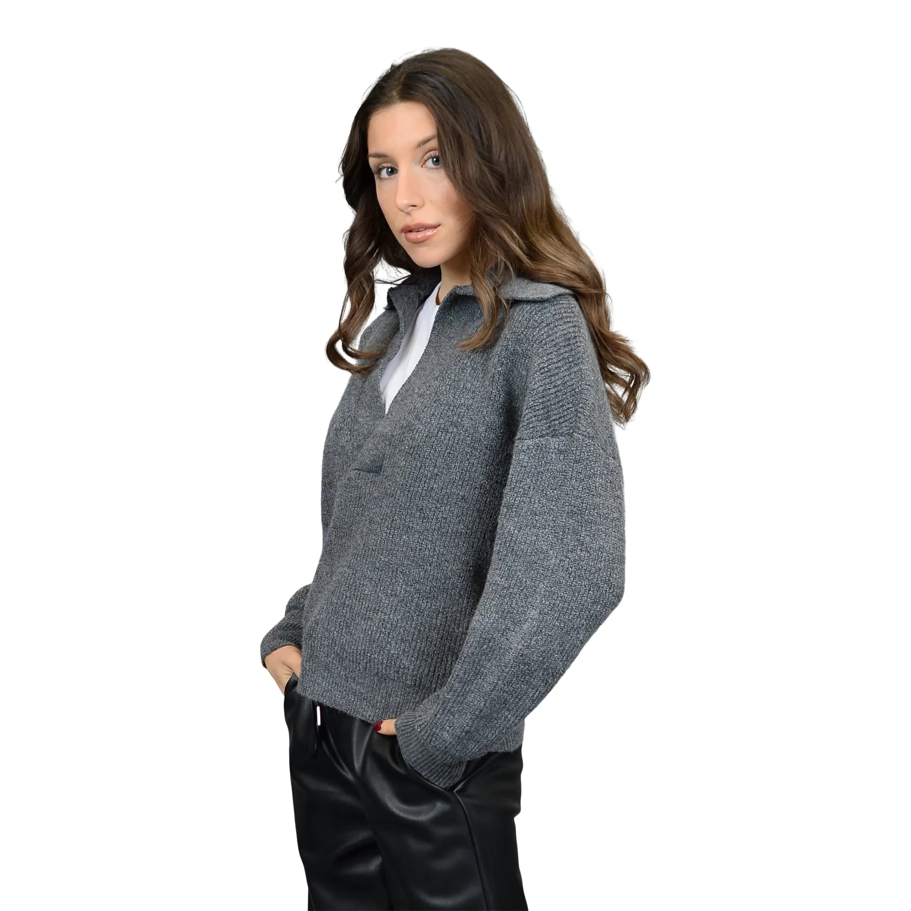 Mayla Collared V-Neck Sweater