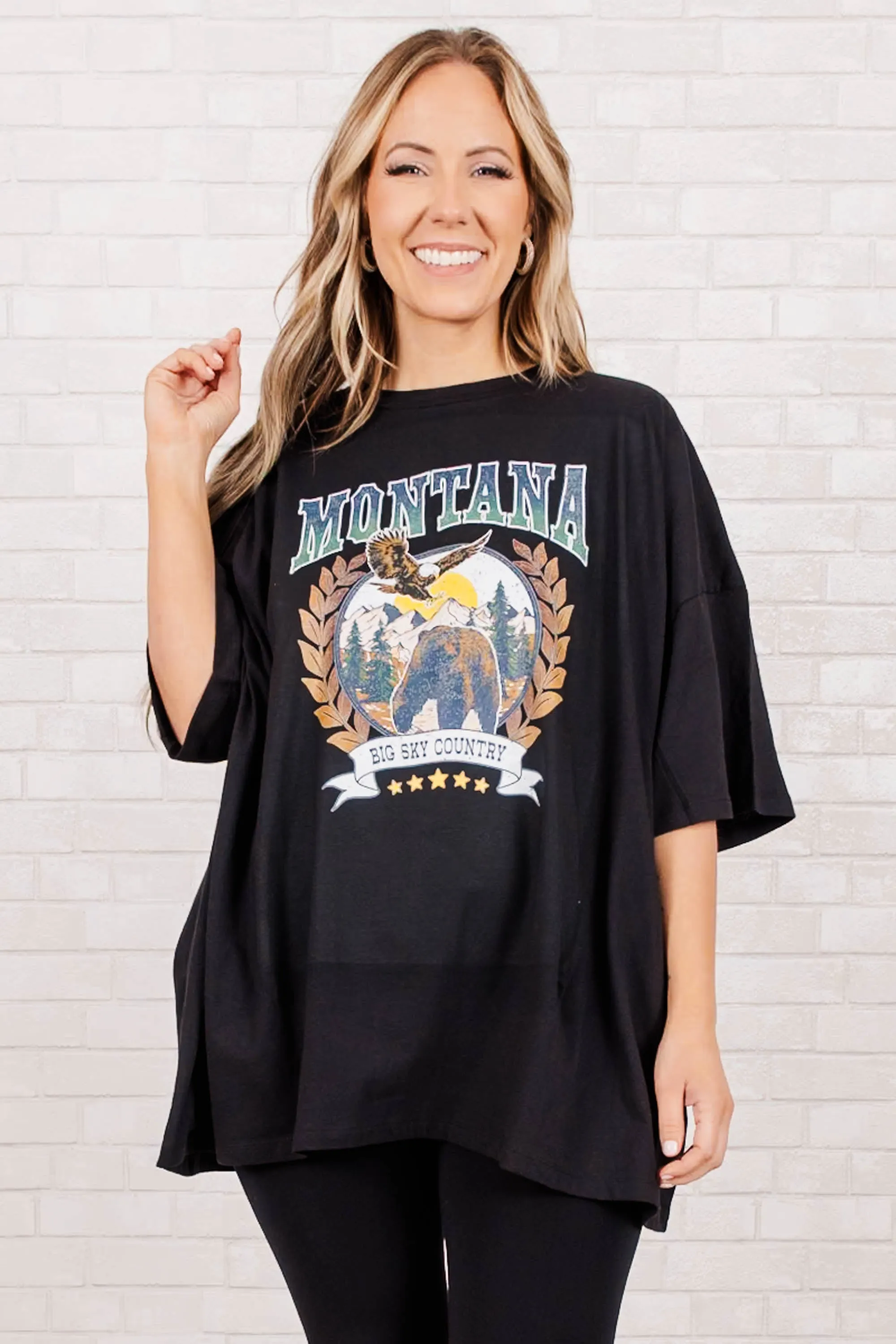 Montana Skies Boyfriend Tee, Black