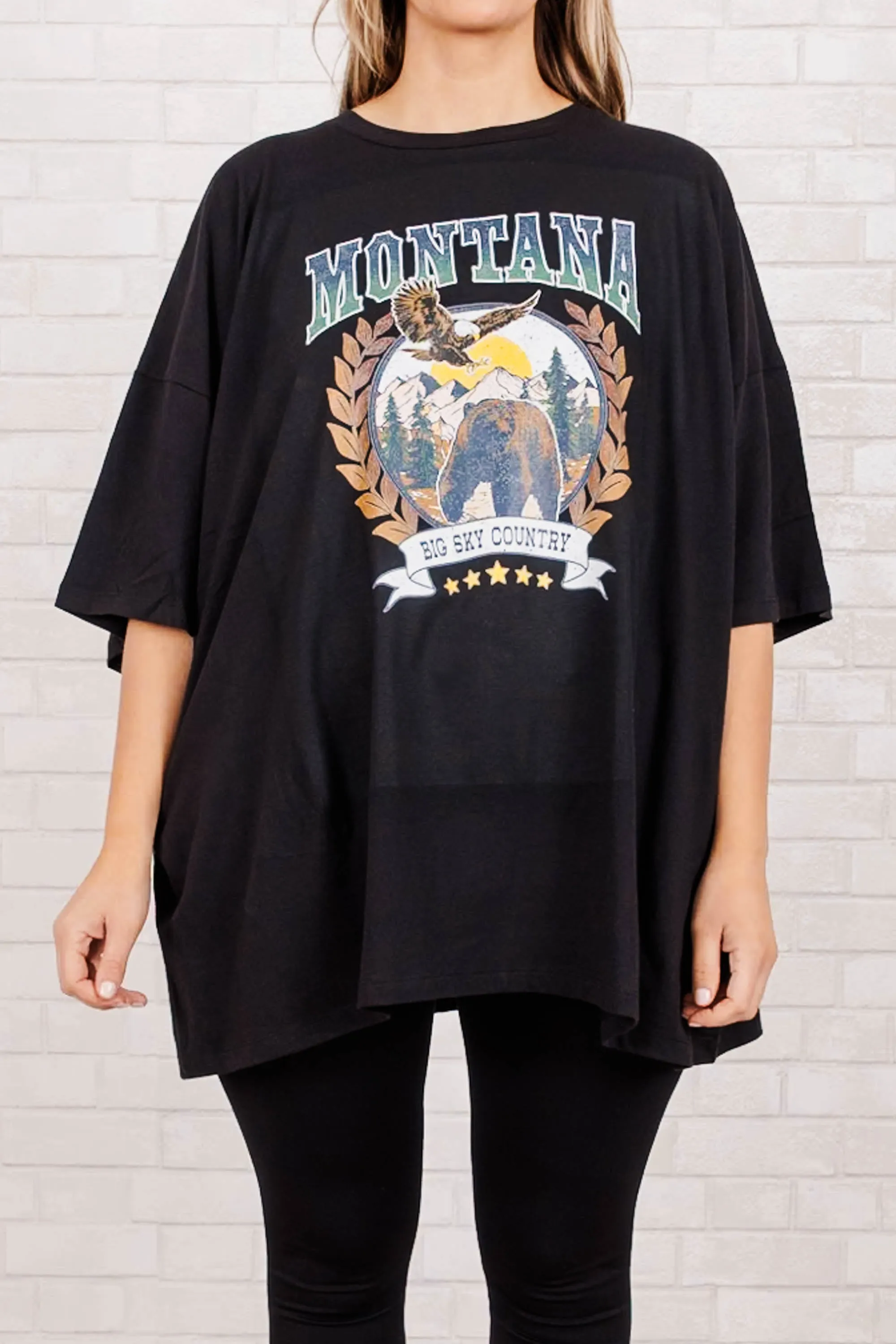 Montana Skies Boyfriend Tee, Black