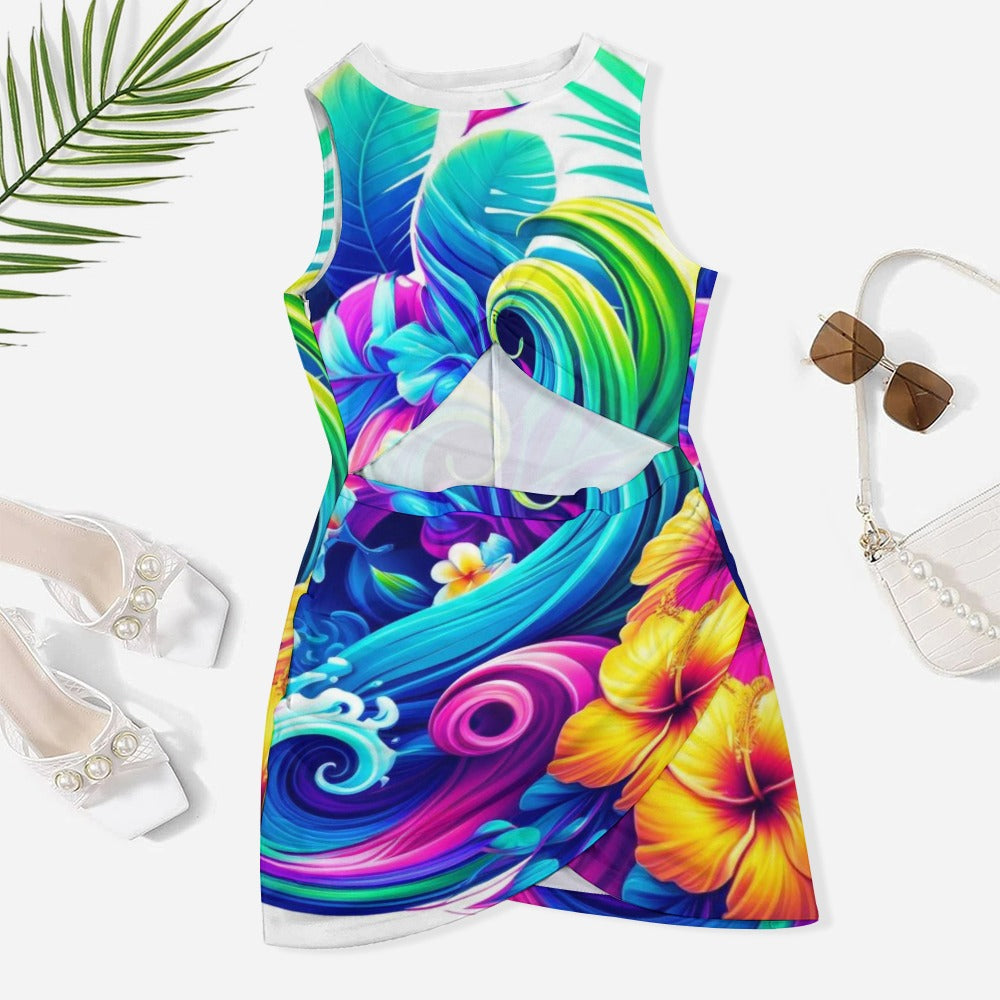 Neon Tropic Hawaiian Cut-Out Rave Dress