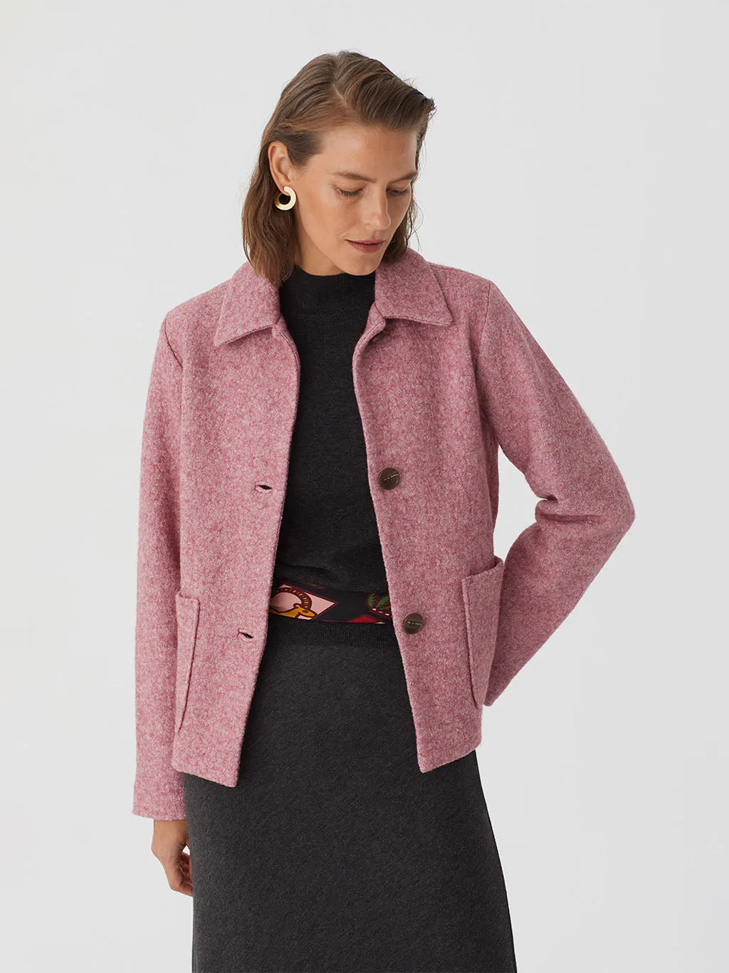 Nice Things Boiled Wool Jacket Pink