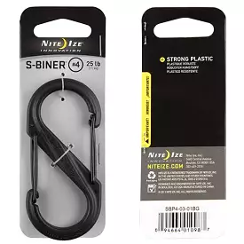 NITEIZE S-BINER PLASTIC SIZE 4 - BLACK/BLACK GATES