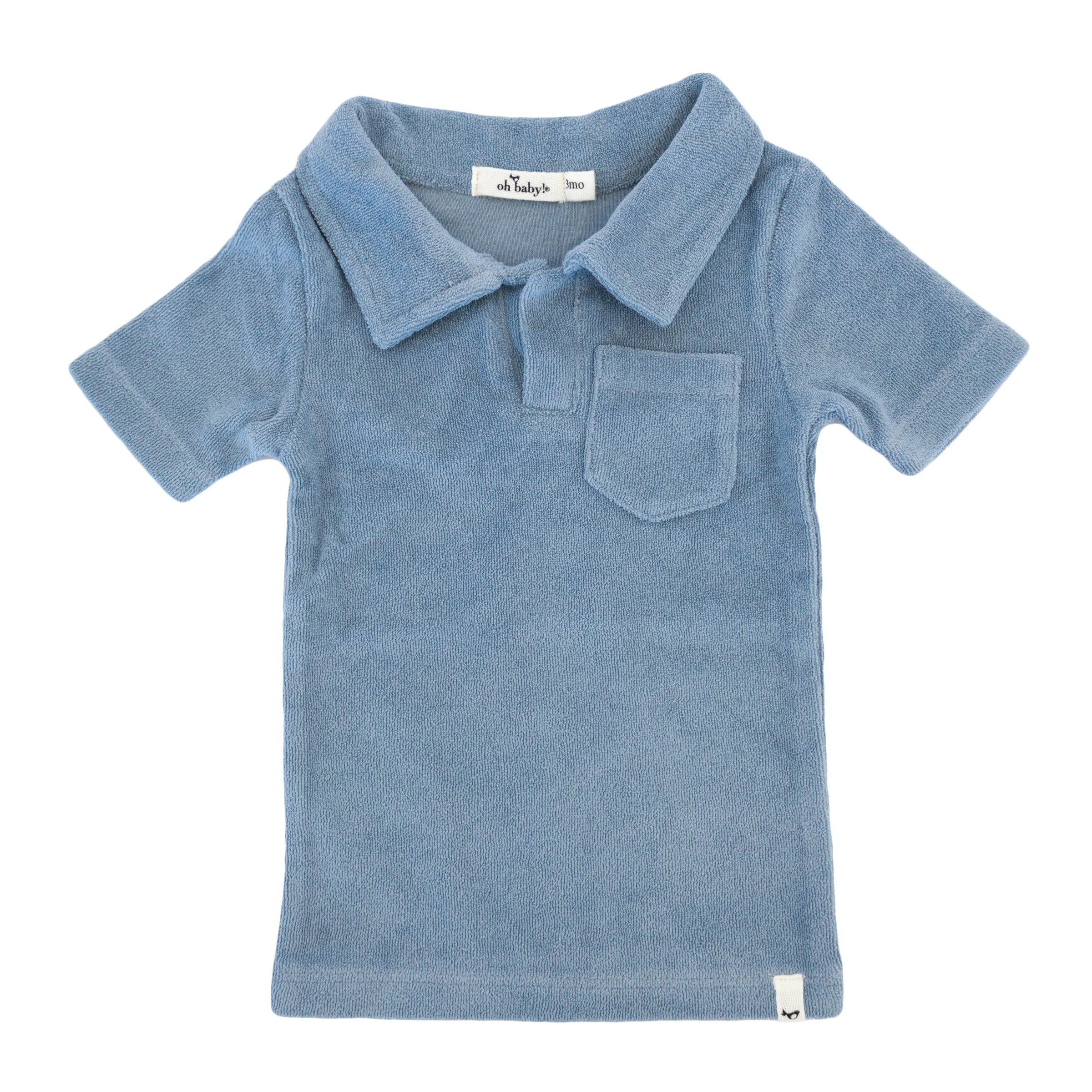 oh baby! Cotton Terry Baby Polo Shirt - Fog