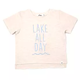 oh baby! Raw Edge Short Sleeve Cotton Slub Tee - Lake All Day - Sand Heather