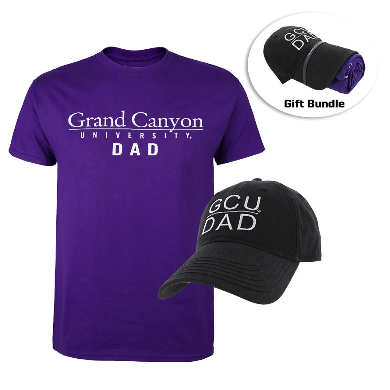 Ouray Men's GCU Dad Black Hat and Purple Tee Bundle