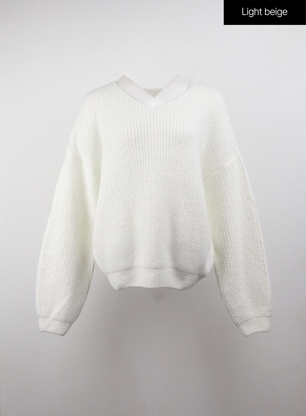 Oversized V-Neck Solid Long Sleeve Sweater OJ411