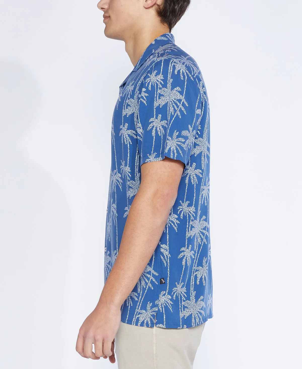 Palm Printed Resort Shirt (Blue)