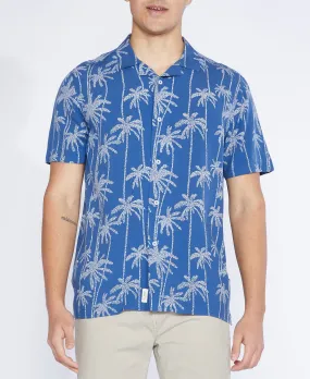 Palm Printed Resort Shirt (Blue)