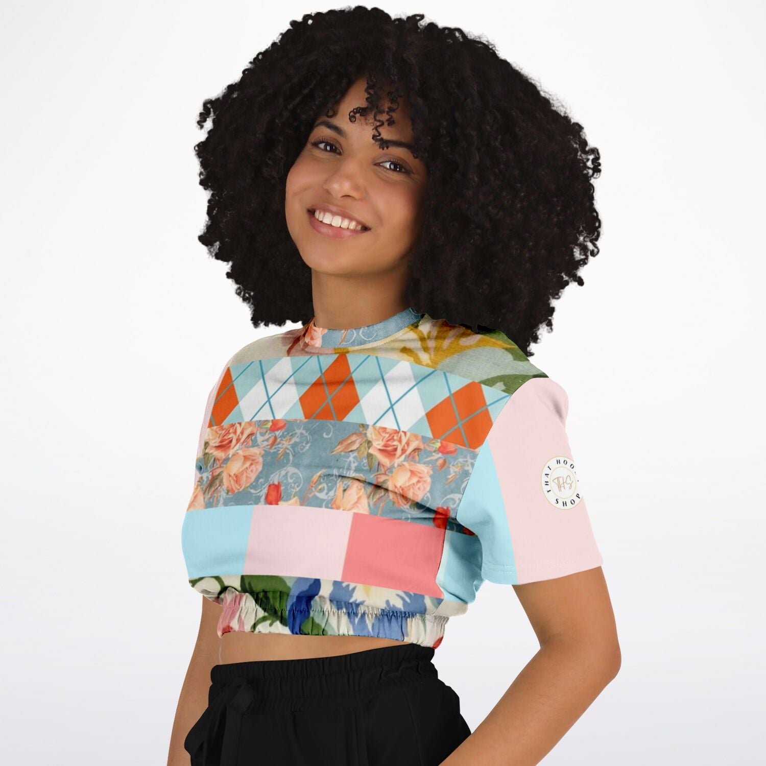 Peaches and Cream Short Sleeve Cropped Eco-Poly Sweater