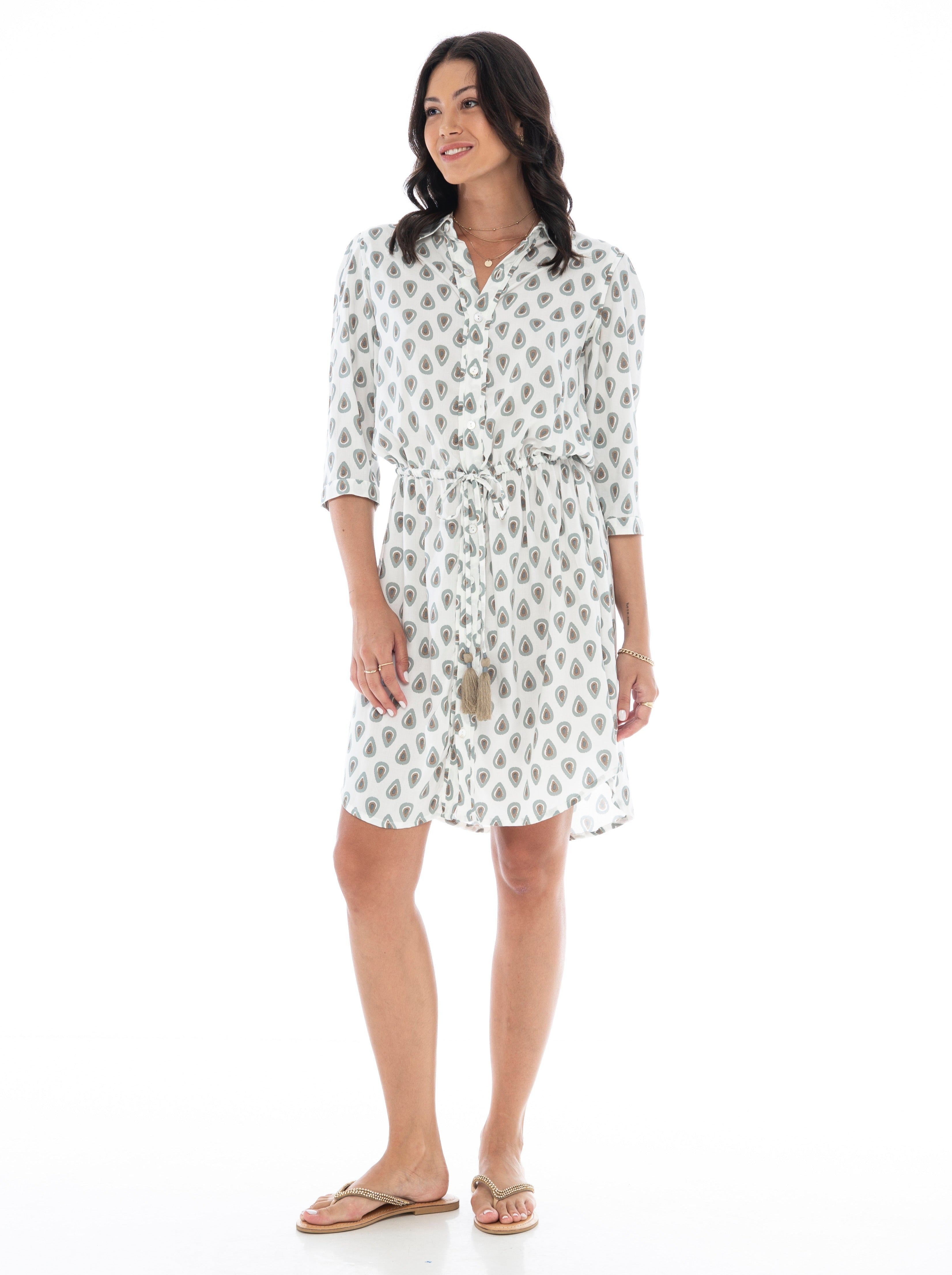 PEACOCK SHIRT DRESS GREY