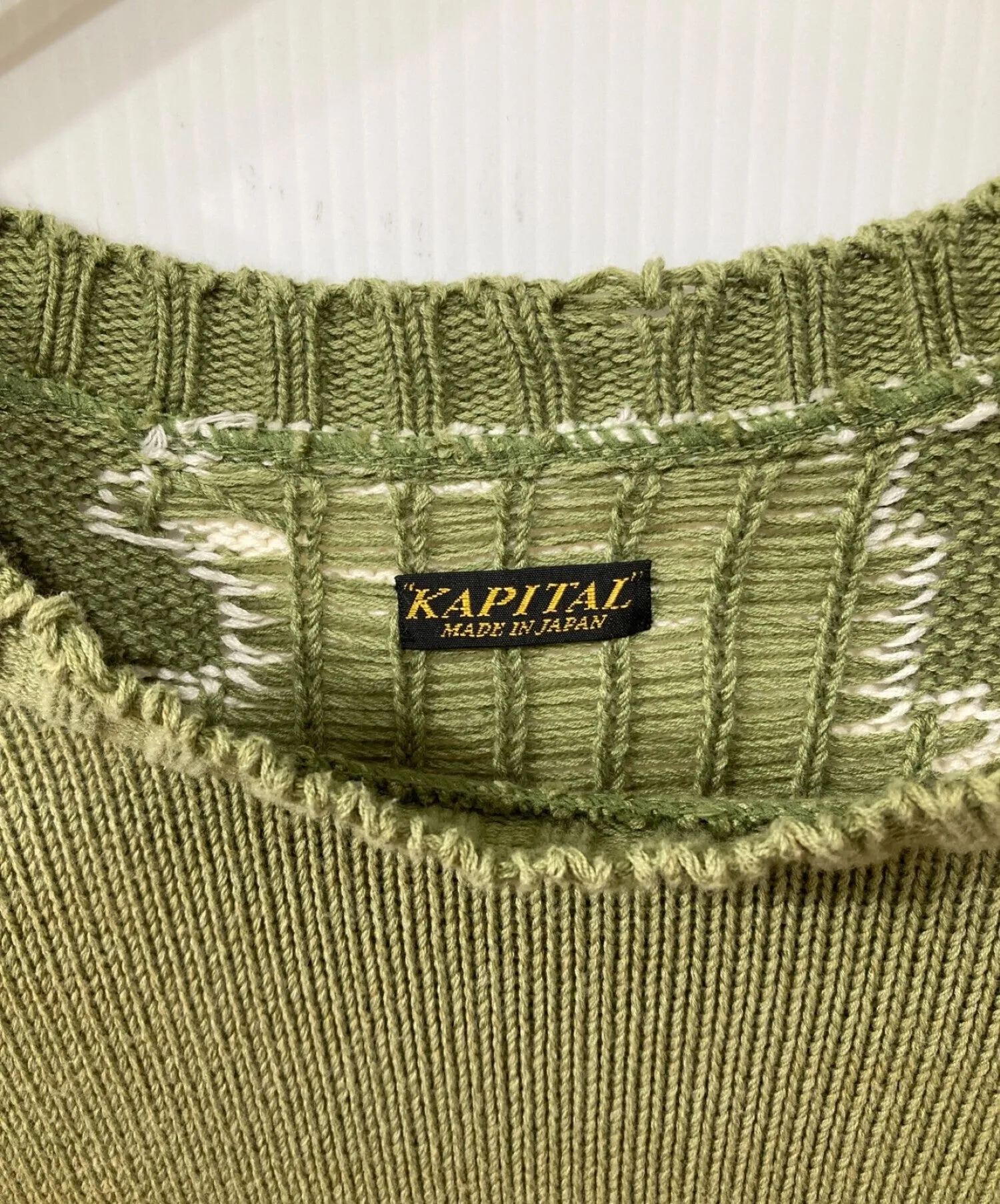 [Pre-owned] KAPITAL 5G cotton knit BONE crew sweater K2003KN022