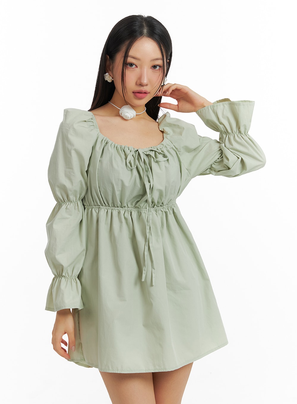 Puff Sleeve A-Line Mini Dress IM404