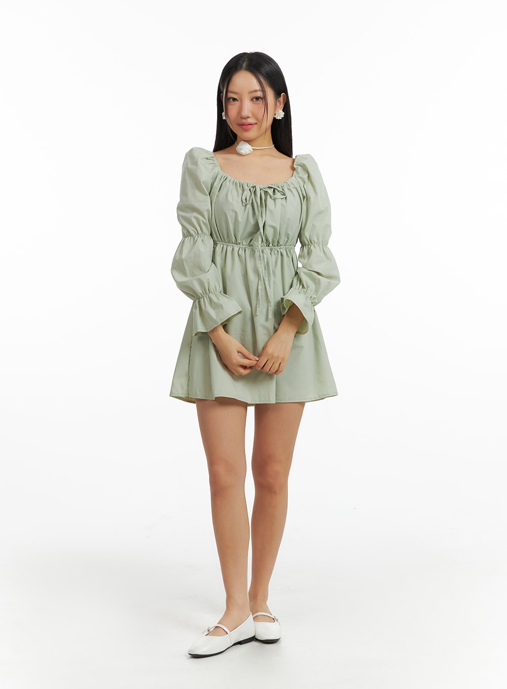 Puff Sleeve A-Line Mini Dress IM404