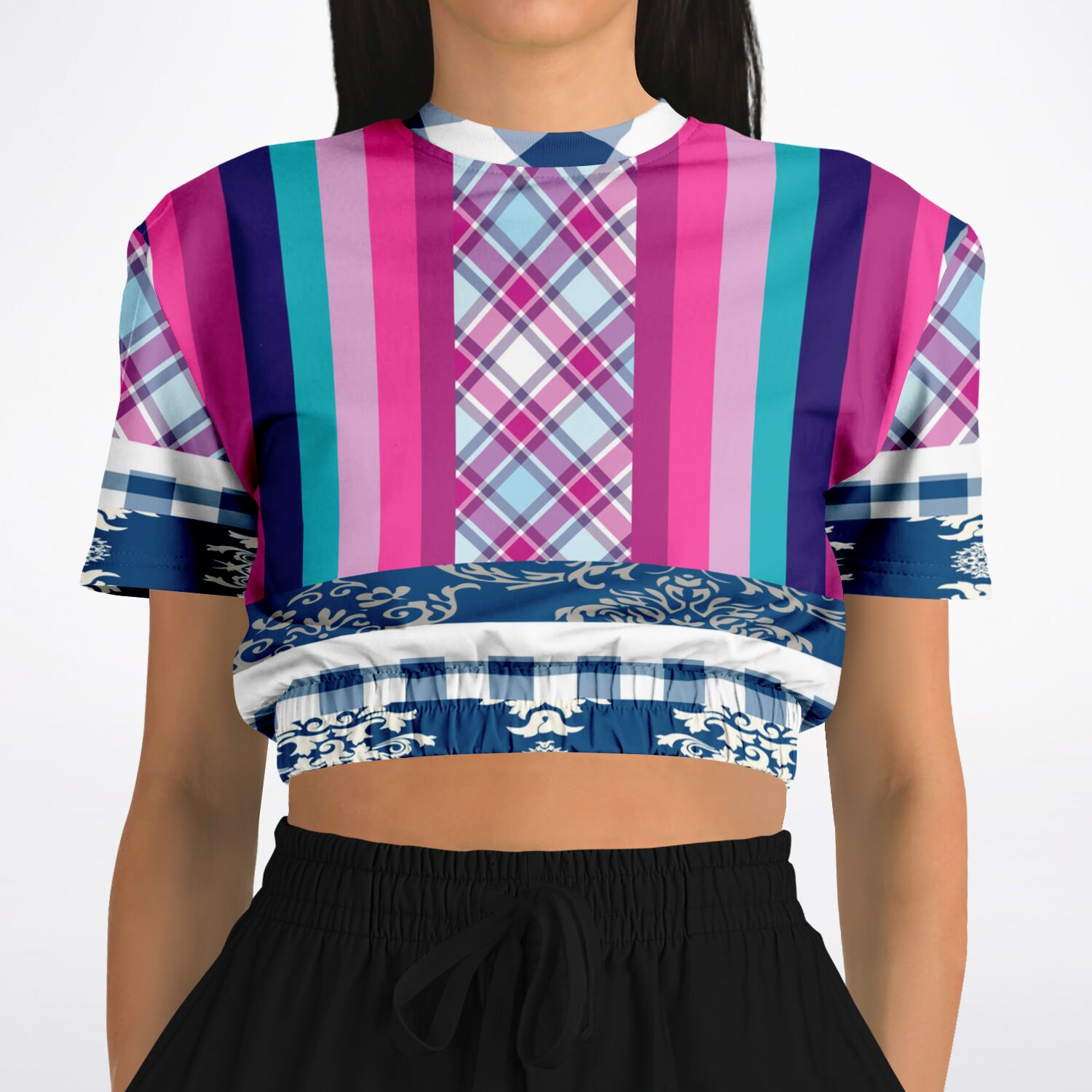 Purple Haze Short Sleeve Cropped Eco-Poly Sweater