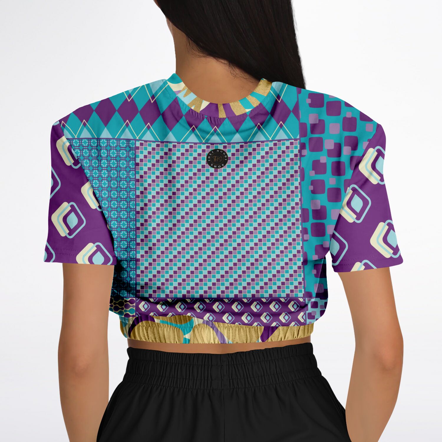 Purple Jetson Short Sleeve Cropped Eco-Poly Sweater